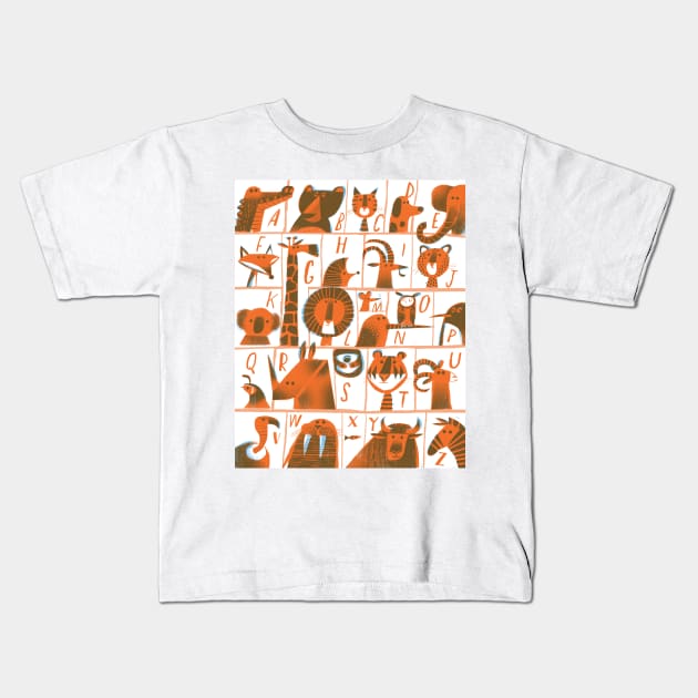 Animal Alphabet Kids T-Shirt by Gareth Lucas